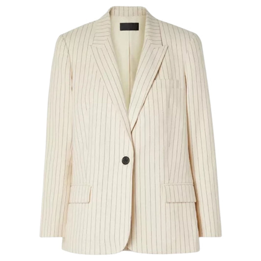 Nili Lotan Don Pinstripe One Button Blazer Jacket Natural Size 0
