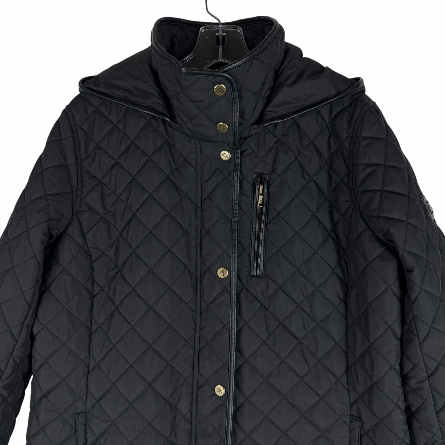 Lauren Ralph Lauren Hooded Quilted Long Coat Black Size L