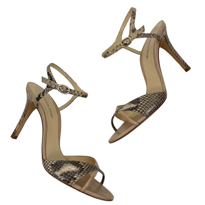 Alexandre Birman Python Pattern Open Toe Ankle Strap Heel Sandals Size 8.5