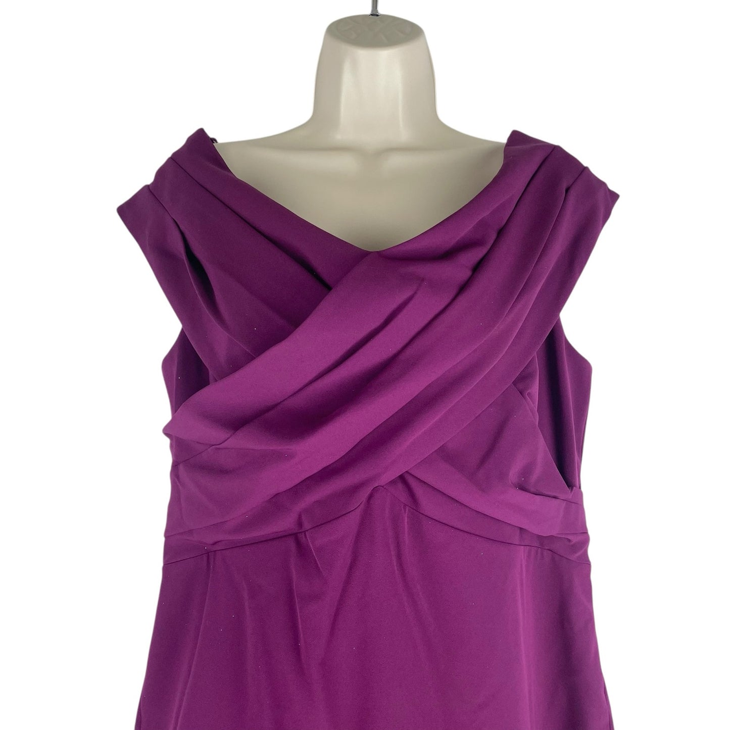 Lauren Ralph Lauren Crepe Off the Shoulder Cocktail Dress Plum Size 14
