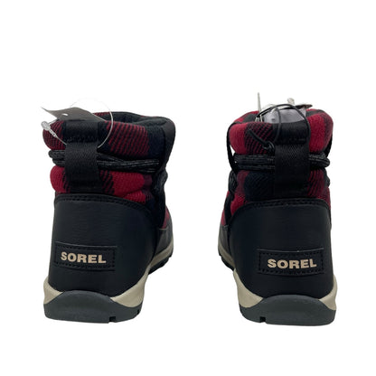 Sorel Whitney Plaid Waterproof Snow Boots Red Dahila Size 6.5