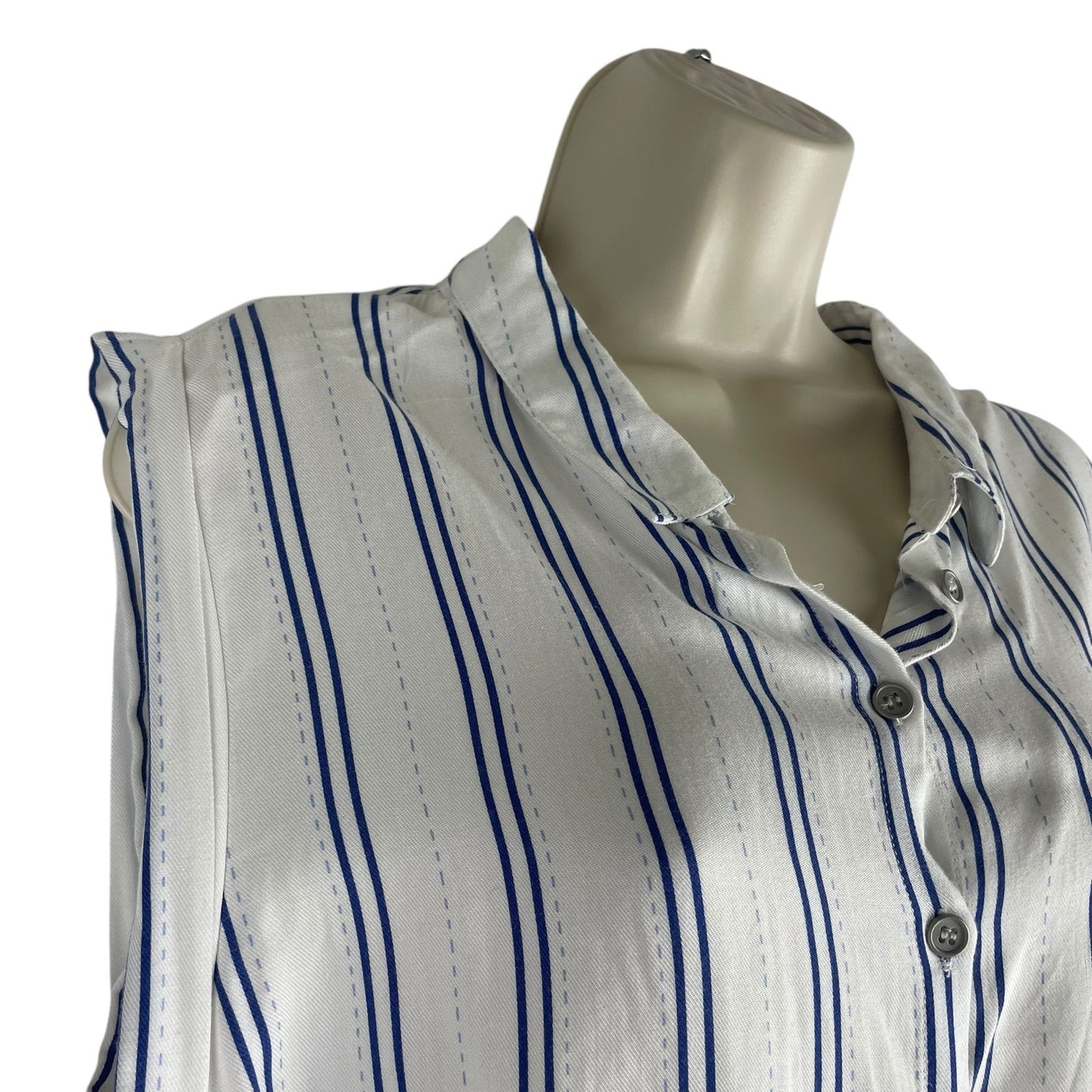 Cotton On Alexis Shirt Dress Sleeveless Belt Tie White Blue Size M