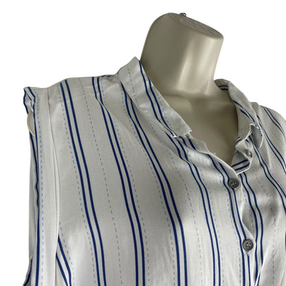 Cotton On Alexis Shirt Dress Sleeveless Belt Tie White Blue Size M