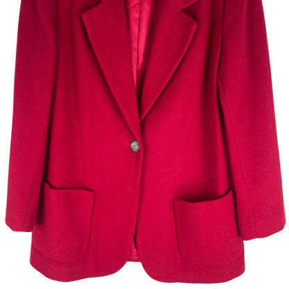 Lands' End Wool Cashmere Blend One Button Blazer Jacket Red SIze 10
