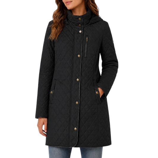 Lauren Ralph Lauren Hooded Quilted Long Coat Black Size L