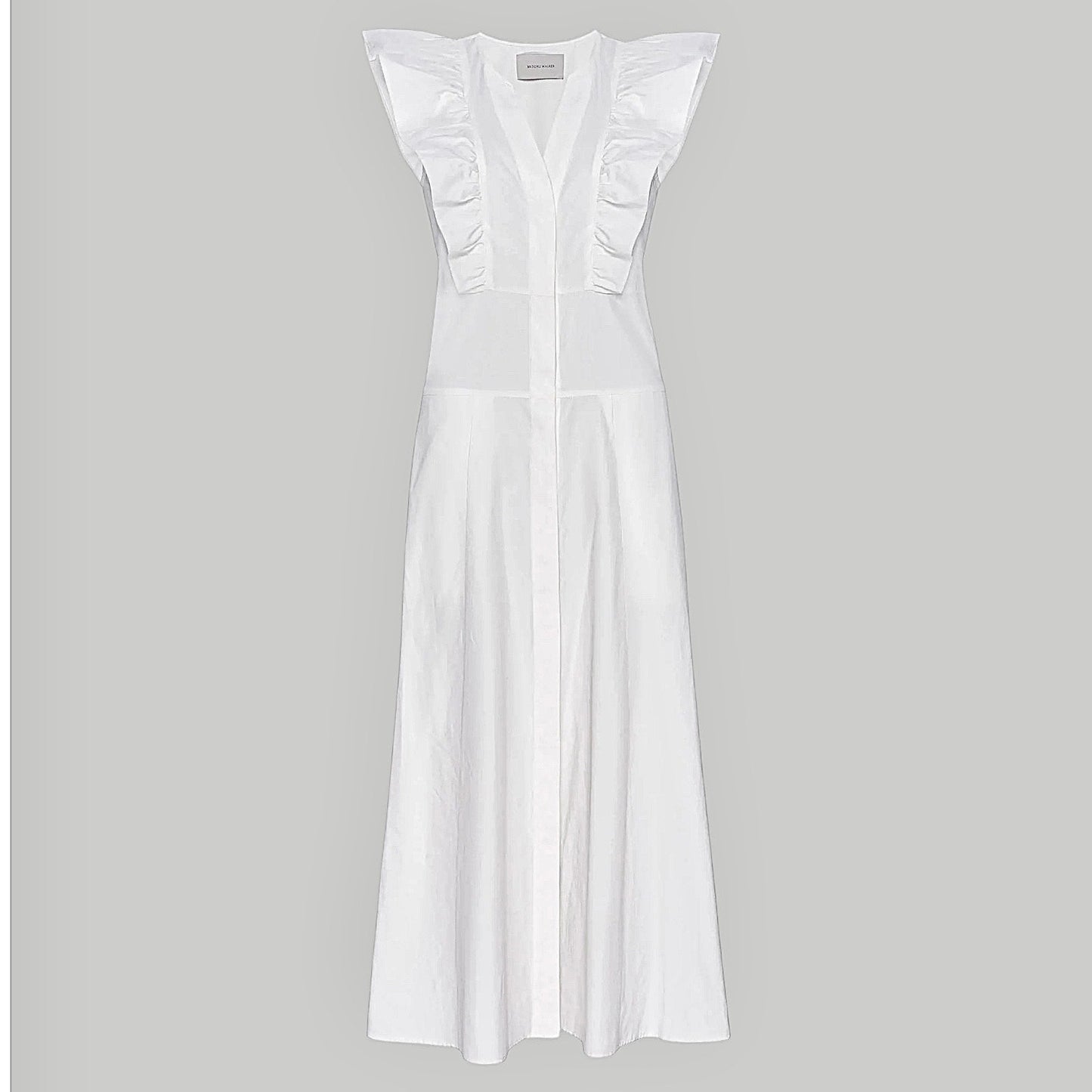 Brochu Walker The Aurora Ruffle Midi Dress Pockets Cotton White Size L