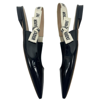 Christian Dior J'Adior Patent Leather Slingback Flats Black Size 36