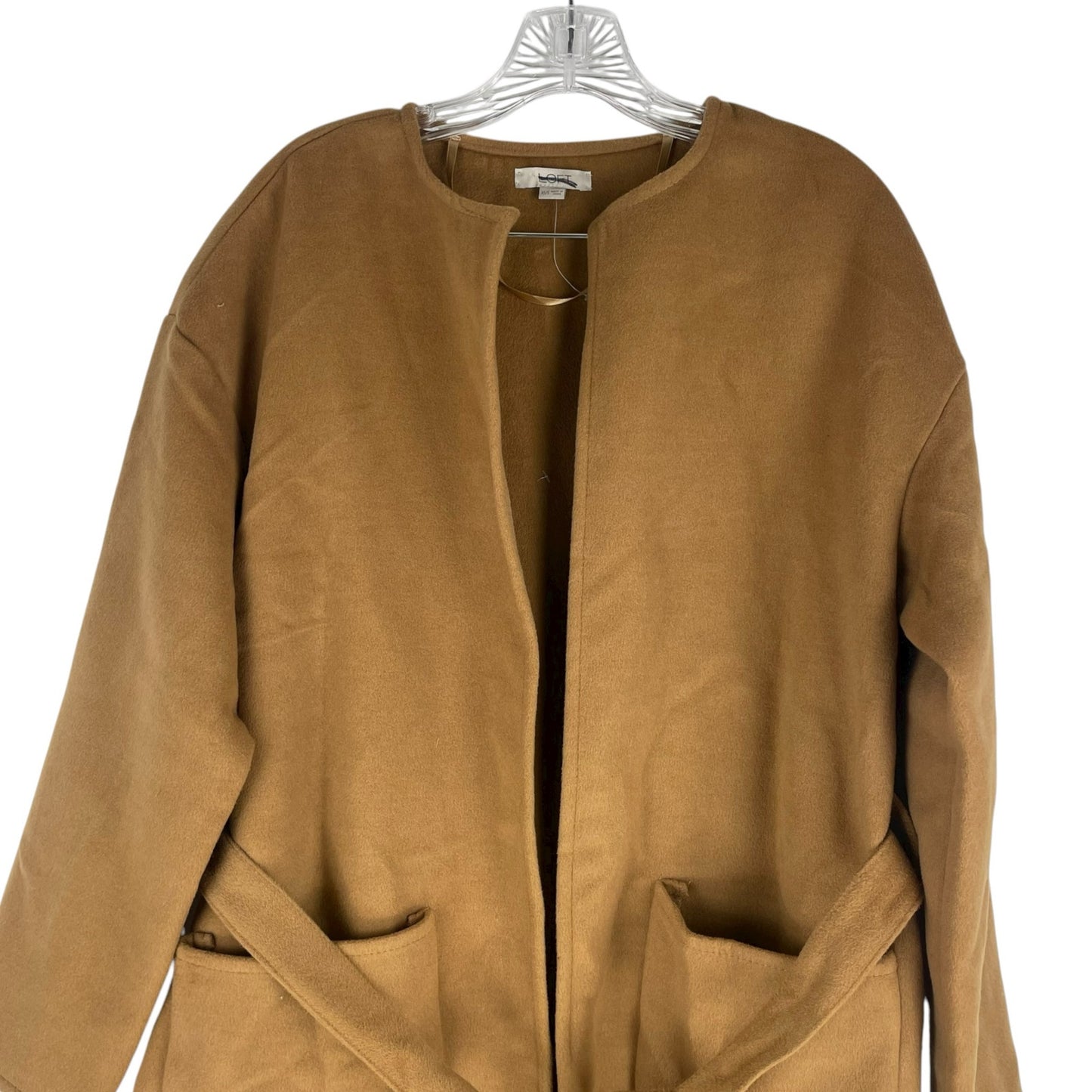 Ann Taylor LOFT Belted Pocket Wrap Coat Jacket Perfect Camel Size XS/S