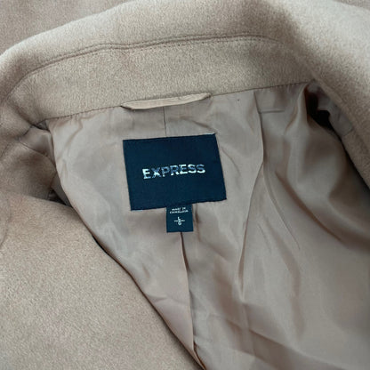 Express Wool Blend Cocoon Coat Snap Button Camel Tan Size L