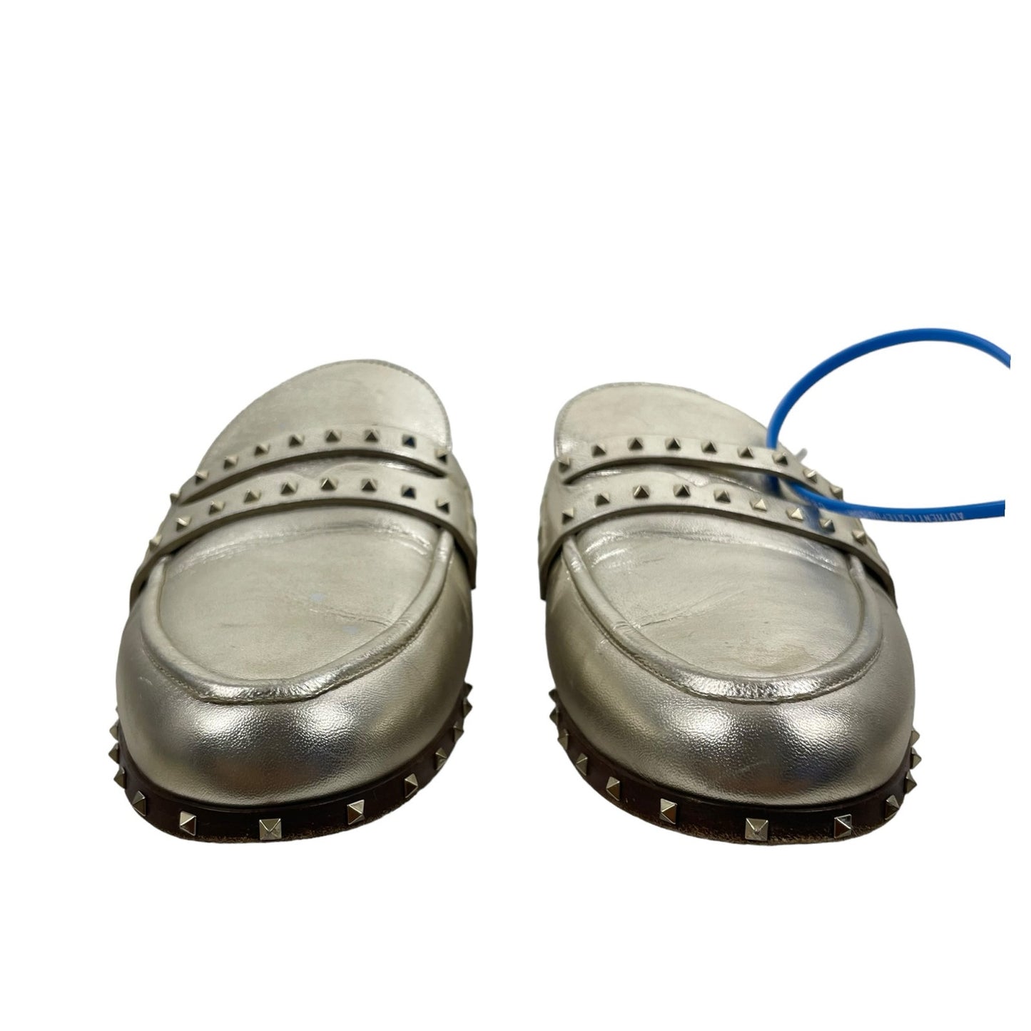 Valentino Garavani Rockstud Leather Mules Slide Agento Gold Size 40.5