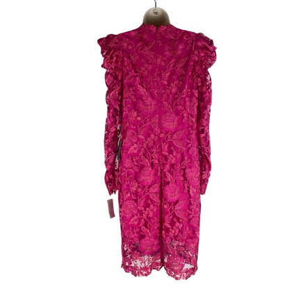 Tadashi Shoji Embroidered Puff Sleeve Cocktail Dress Pink Size 12