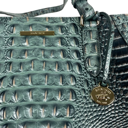 Brahmin Medium Irene Tote Bag Obsidian Melbourne Green Leather Croc Emboss