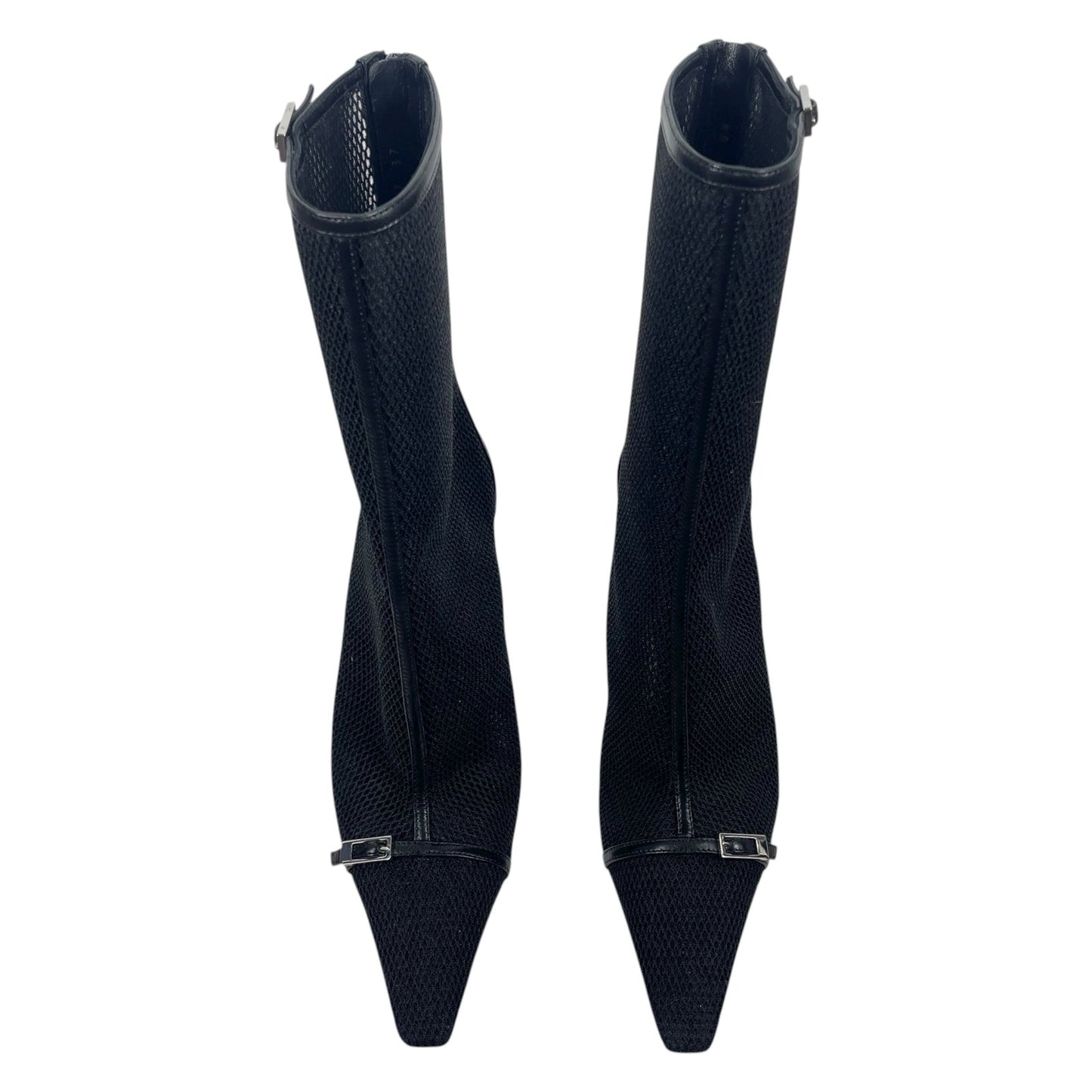 Saint Laurent Oxalis 115mm Mesh Pointed Toe Ankle Boots Black Size 37
