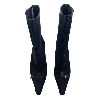 Saint Laurent Oxalis 115mm Mesh Pointed Toe Ankle Boots Black Size 37