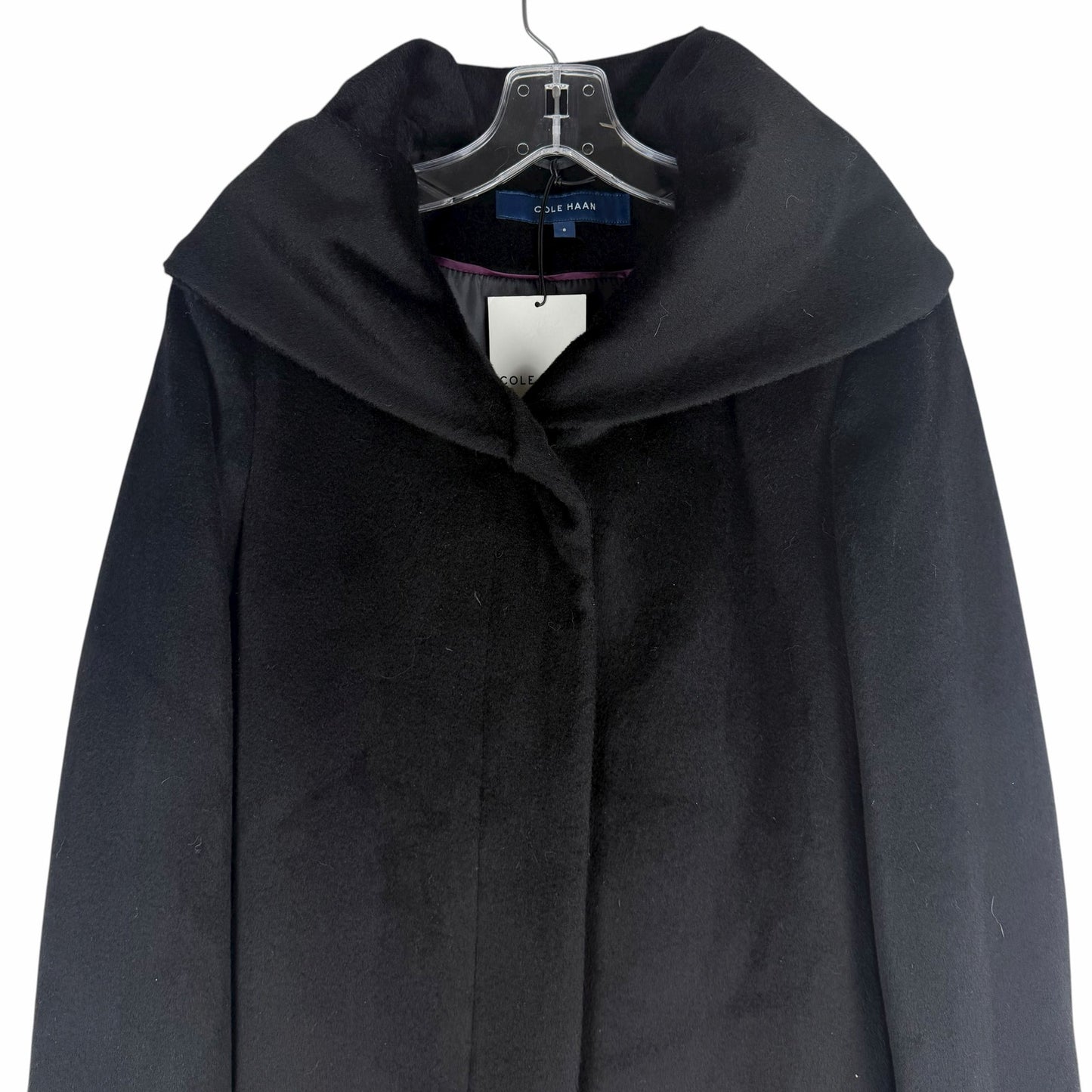 Cole Haan Single Breasted Wool Blend Long Coat Black Size 8
