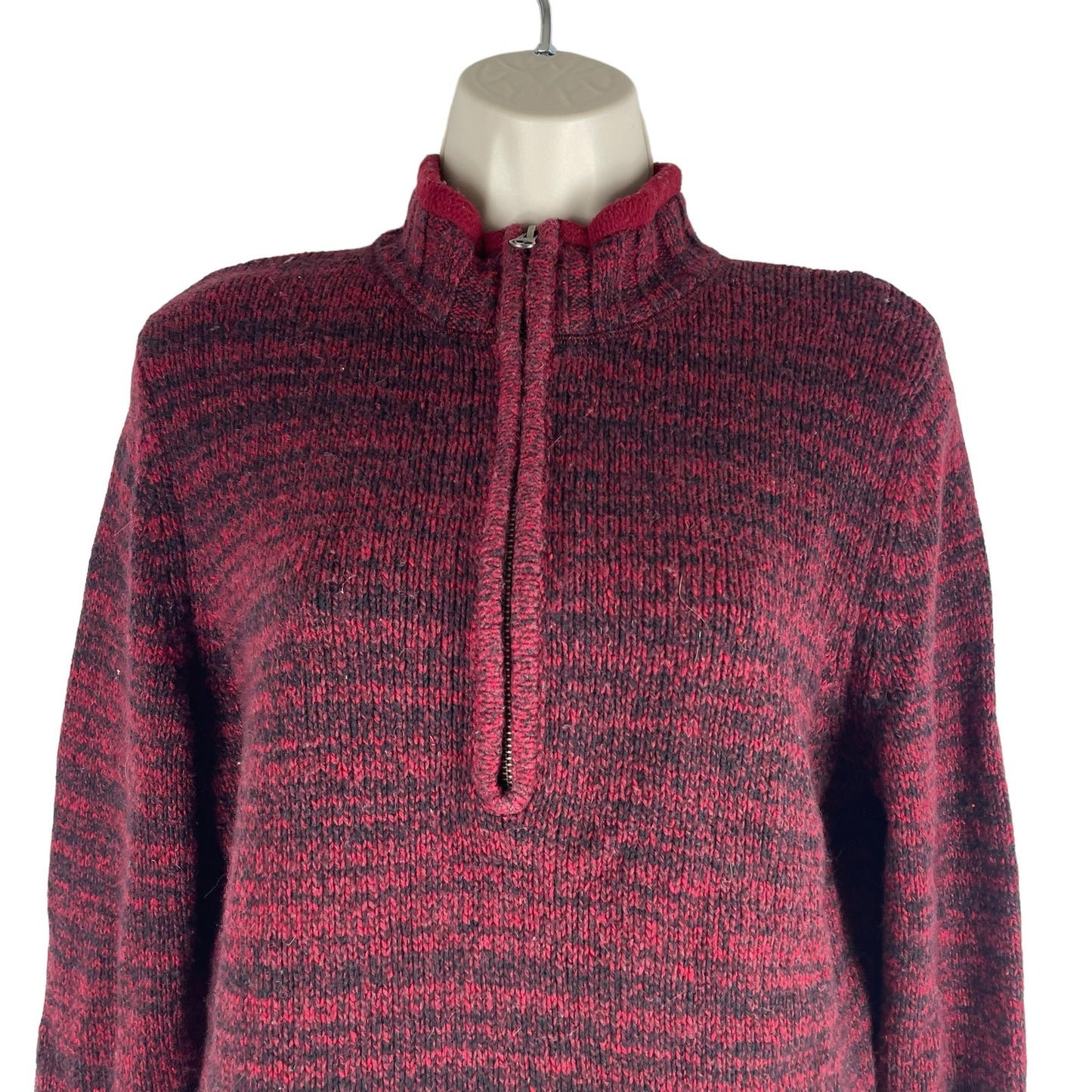 Woolrich 1/4 Zip Wool Blend Sweater Pullover Heather Red Size MP