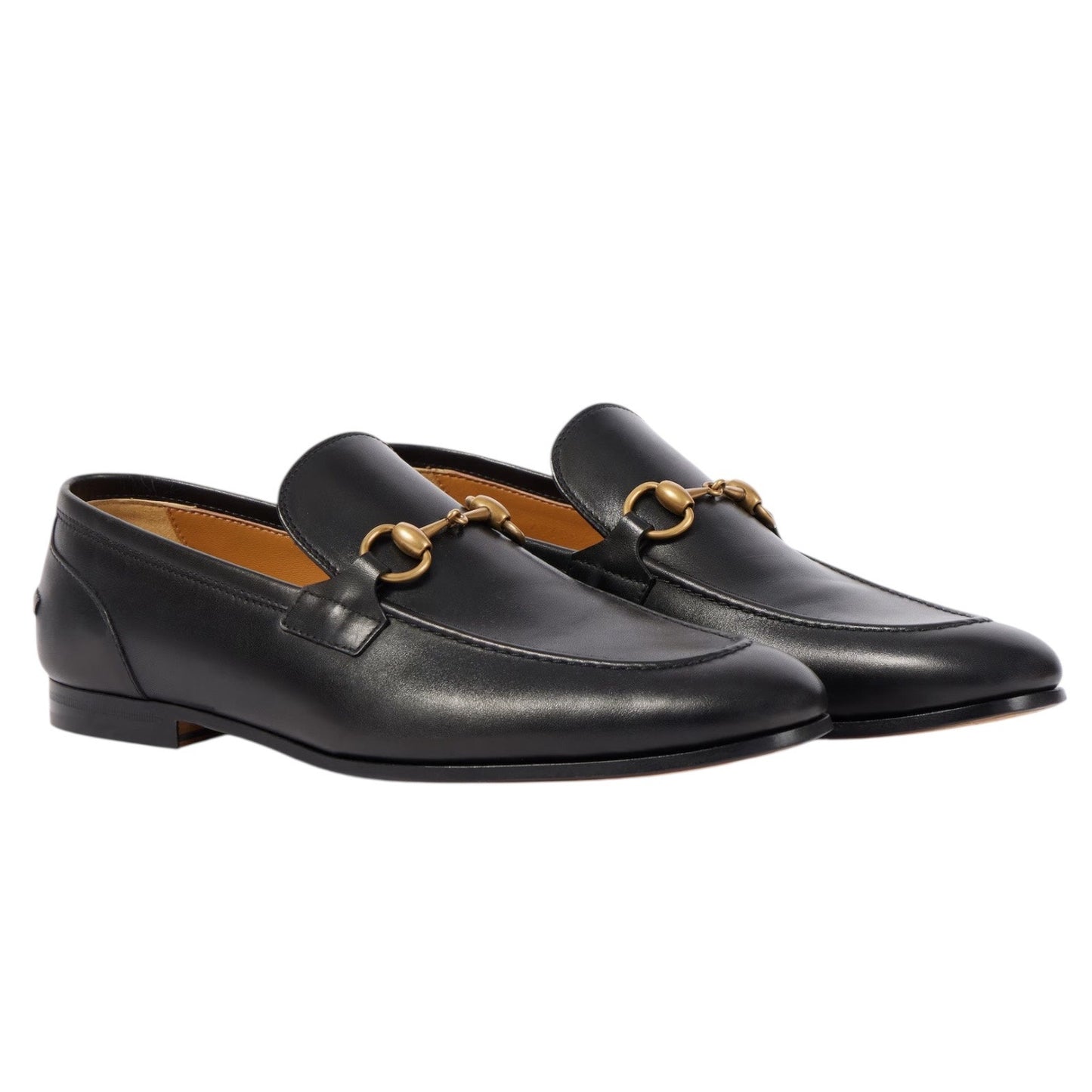 Gucci Jordaan Loafers Black Leather Gold Horsebit Men Size 8.5/ 9