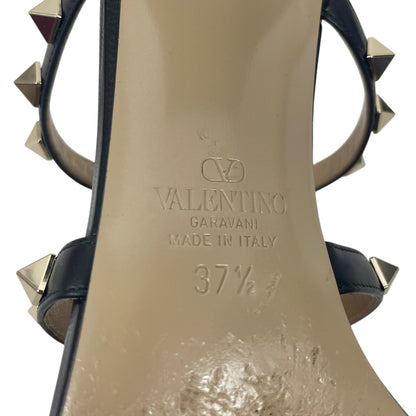 Valentino Garavani 60mm Rockstud Leather Slide Heel Sandal Black Size 37.5
