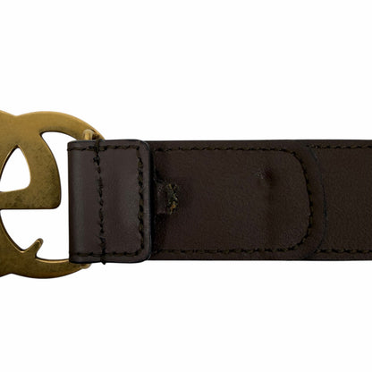 Gucci Canvas Monogram GG Buckle Supreme Leather Belt Brown Size 85cm/34"