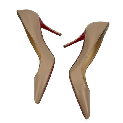 Christian Louboutin Apostrophy Pointy Toe Leather Pumps Blush Size 41