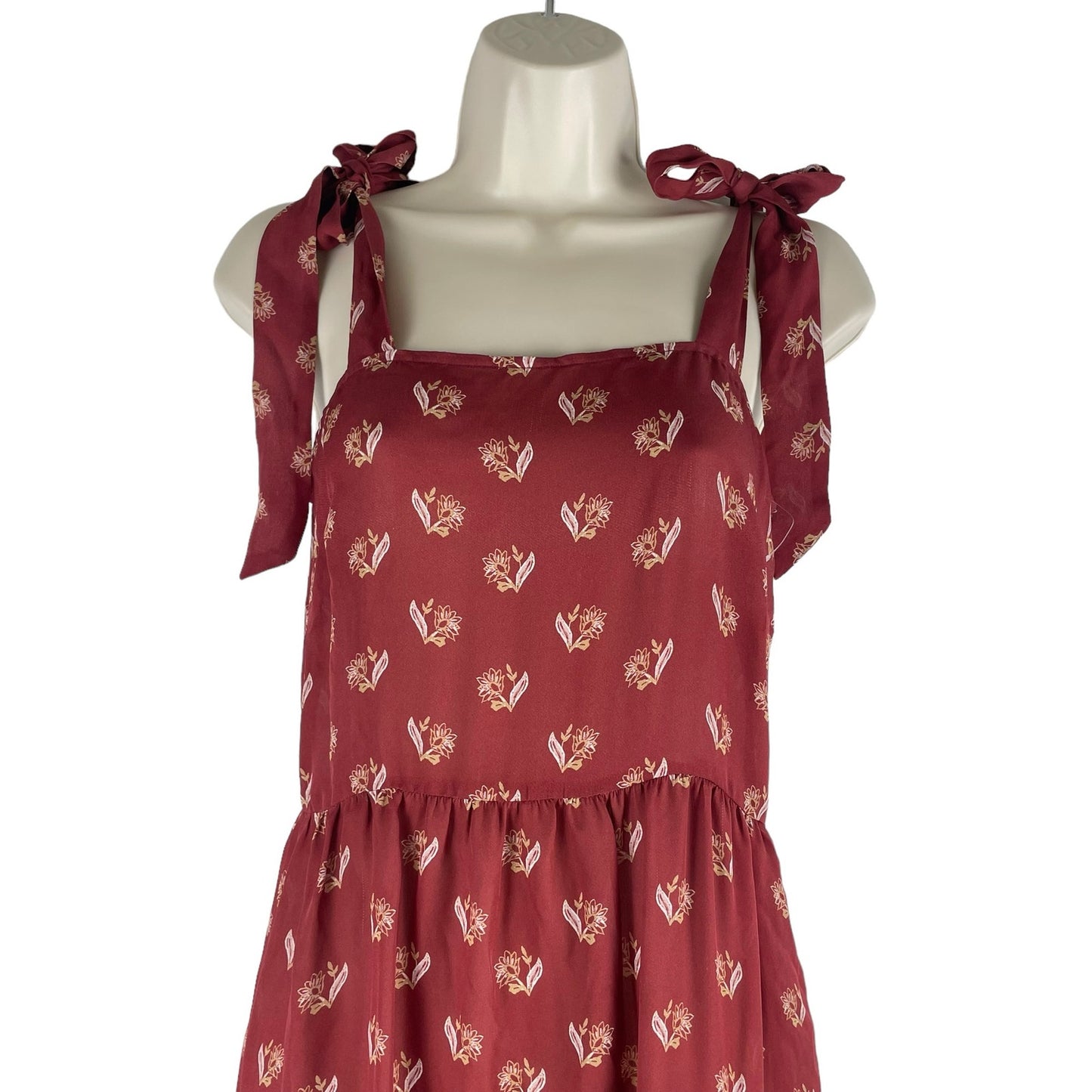 Tucker NYC Silk Shoulder Tie Camisole Sun Dress Clay Orange Size S