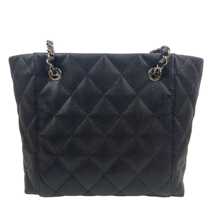 Chanel Quilted Caviar Leather Shoulder Bag Purse Pouch Black 2023