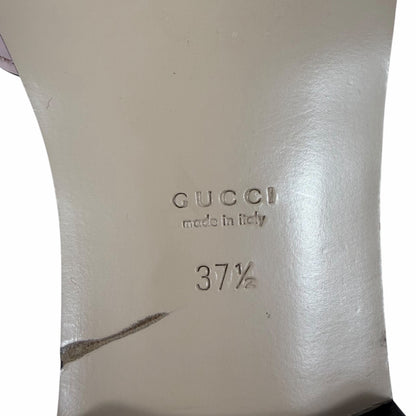 Gucci Interlocking G Cutout Leather Slide Flat Sandal Pink Size 37.5