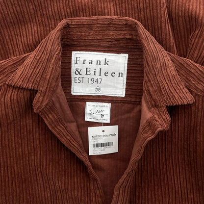 Frank & Eileen Barry Tailor Fit Corduroy Shirt Rust Brown Size XS