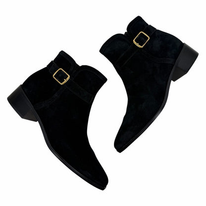 Cole Haan Norella Buckle Snip Toe Suede Ankle Boots Black Size 10B