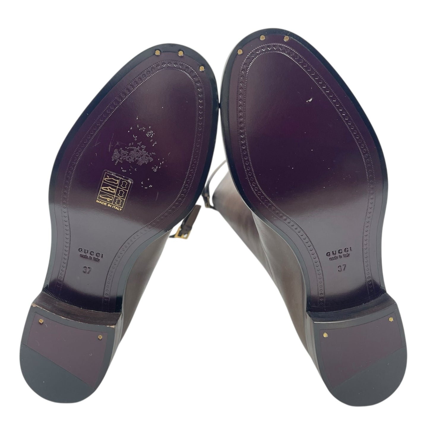 Gucci Victoria Equestrian Leather Tall Riding Boots Dark Brown Size 37