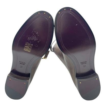 Gucci Victoria Equestrian Leather Tall Riding Boots Dark Brown Size 37