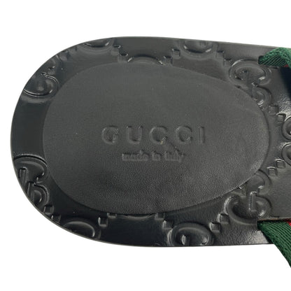 Gucci Interlocking GG Web Strap Thong Sandals Black Size 37