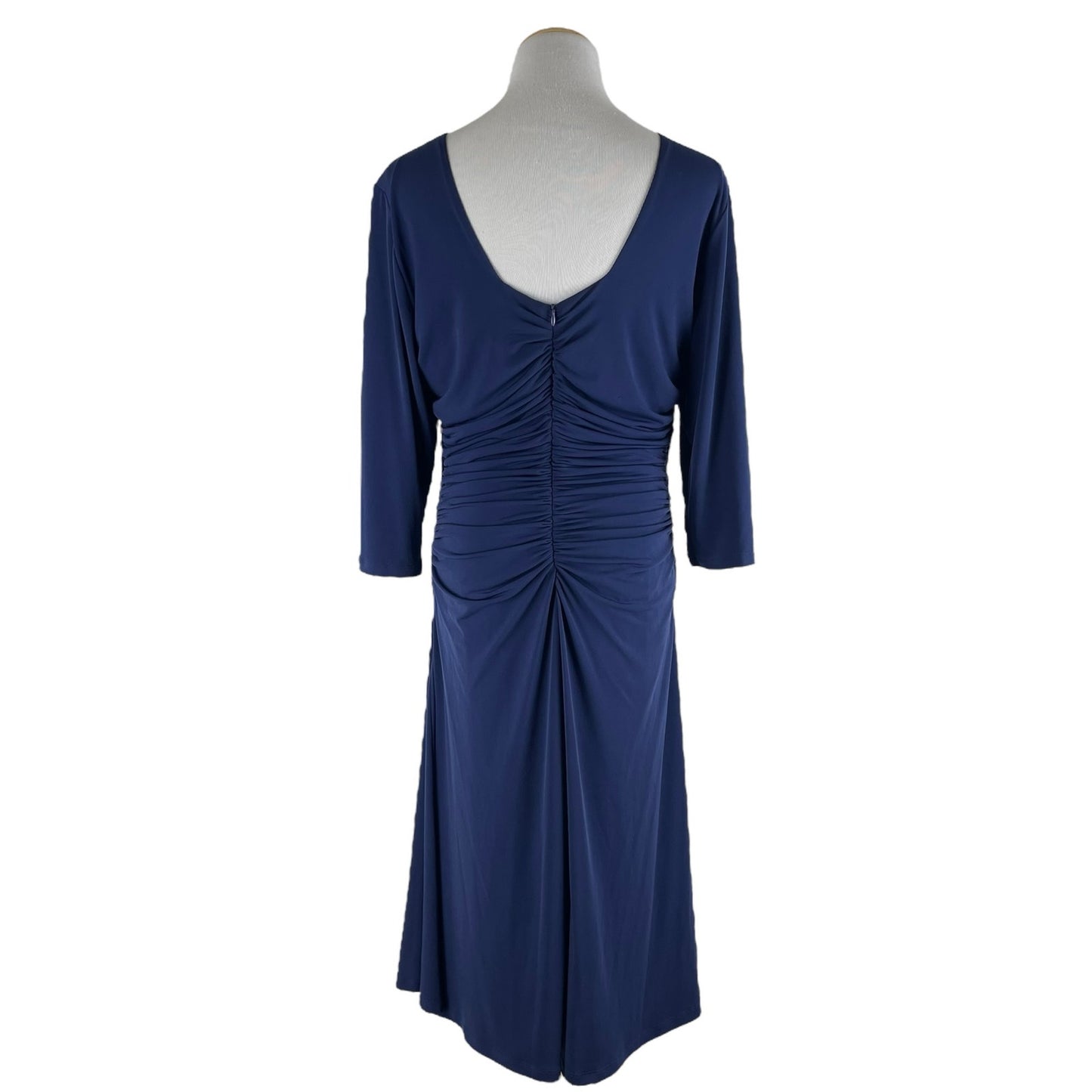 Kiyonna Square Neck Ruched Cocktail Dress Blue Plus Size Size 1/ 1X