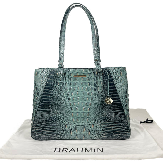 Brahmin Medium Irene Tote Bag Obsidian Melbourne Green Leather Croc Emboss