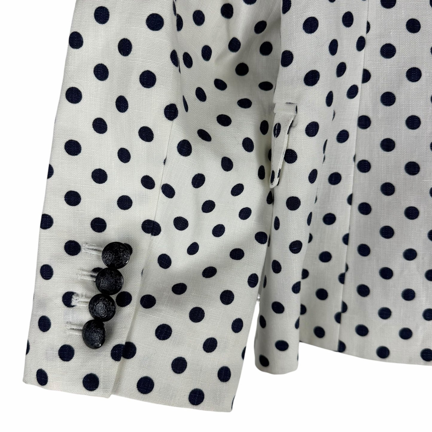 J. Crew Linen Schoolboy Blazer Jacket in Polka Dots White Navy Size 6