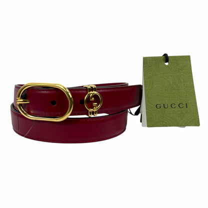 Gucci Interlocking GG Logo Leather Belt Russet Red Size 80cm/ 32in