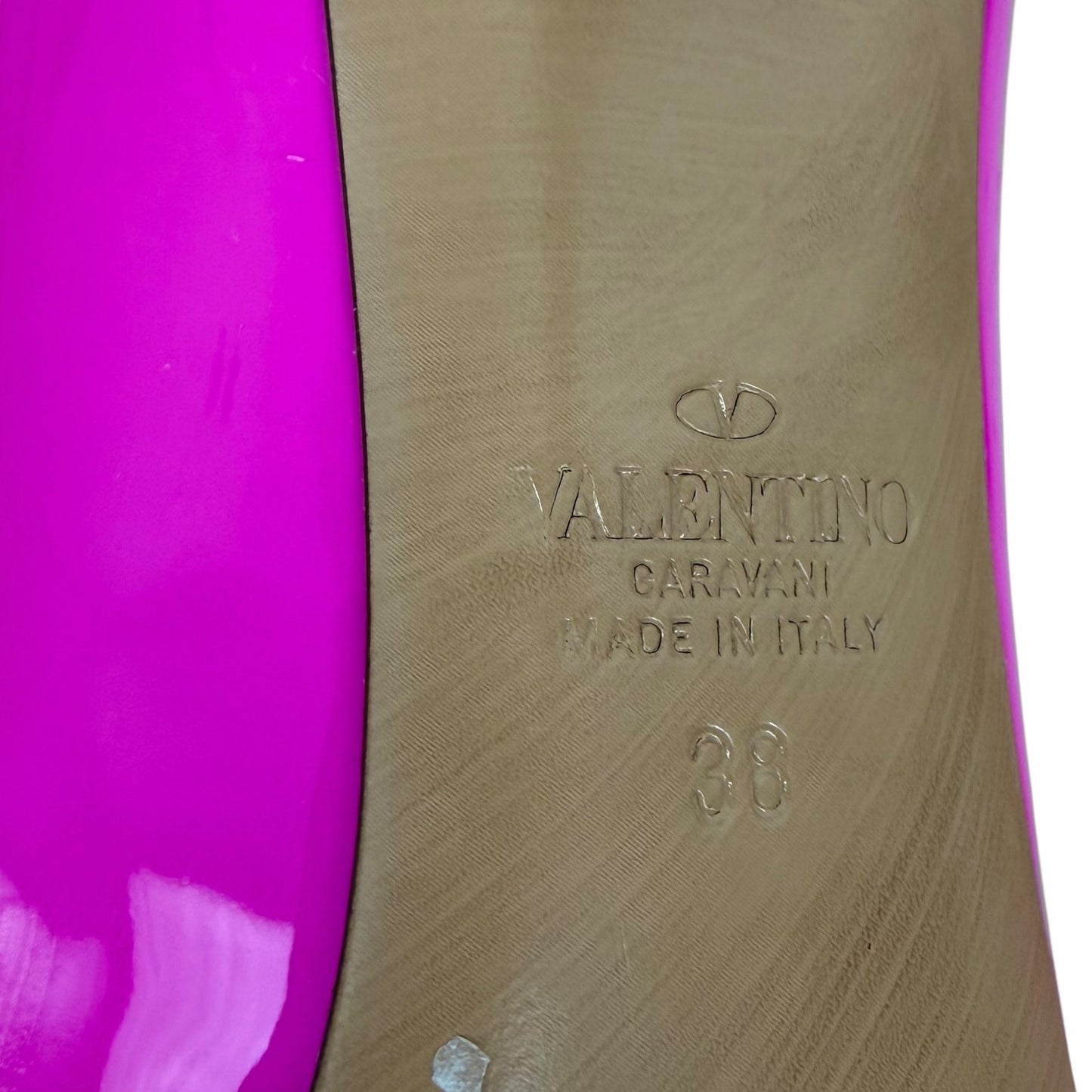 Valentino Garavani One Stud Patent Leather Pump Hot Pink Size 38