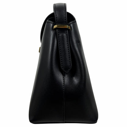 Toteme T Lock Leather Top Handle Satchel Bag Black Gold