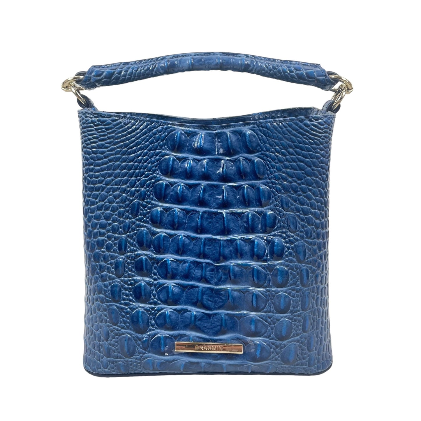 Brahmin Mini Amelia Bucket Bag Melbourne Croc Embossed Electric Blue