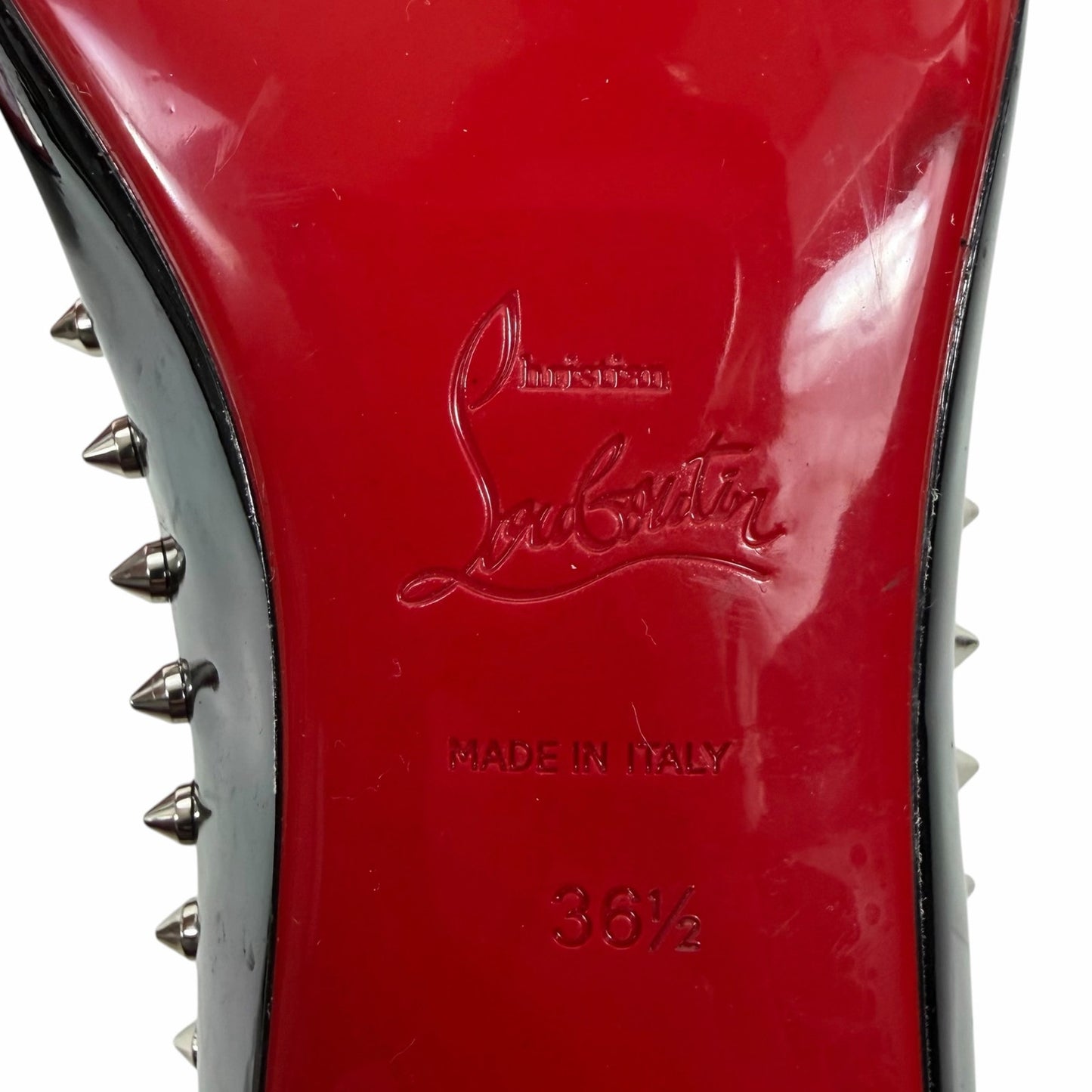 Christian Louboutin Pilouta Jane Spiked Patent Flats Black Size 36.5