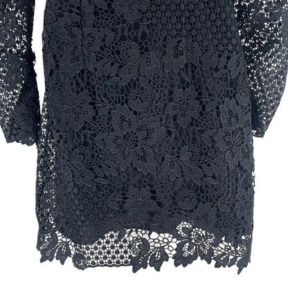 Joie Hemera Lace Yoke Long Sleeve Mini Dress Elegant Black Size 8