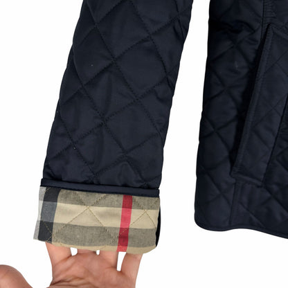 Burberry Ashurst Diamond Quilted Jacket Check Lining Dark Blue Size XS