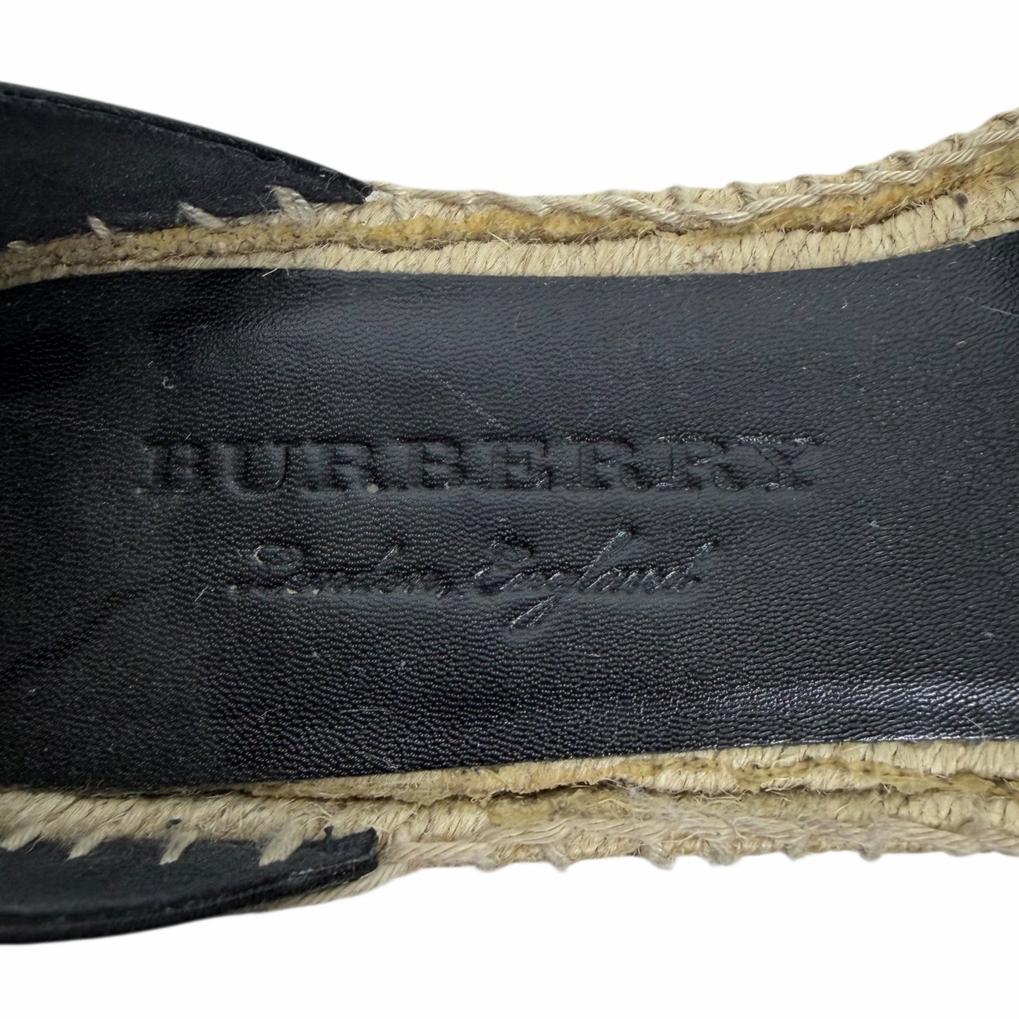 Burberry Abbington Nova Check Ankle Strap Espadrille Flats Black Size 41
