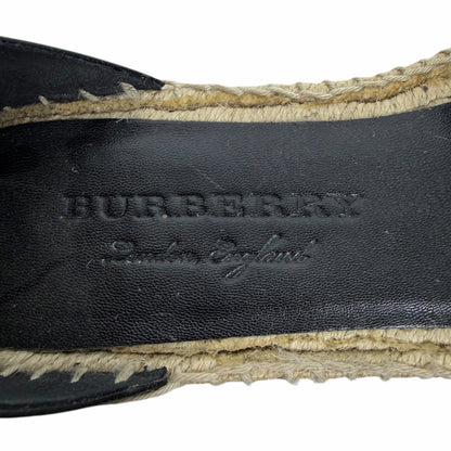 Burberry Abbington Nova Check Ankle Strap Espadrille Flats Black Size 41