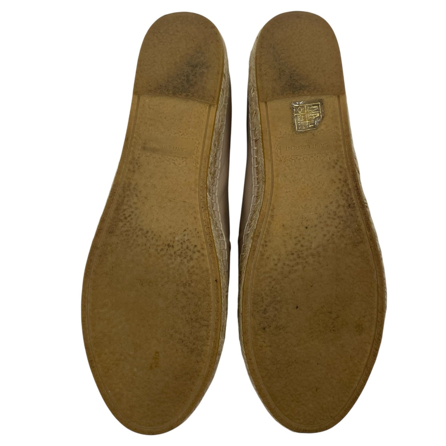 Saint Laurent Logo Monogram Nappa Leather Espadrilles Rose Poudre Size 38