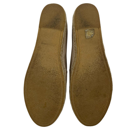 Saint Laurent Logo Monogram Nappa Leather Espadrilles Rose Poudre Size 38