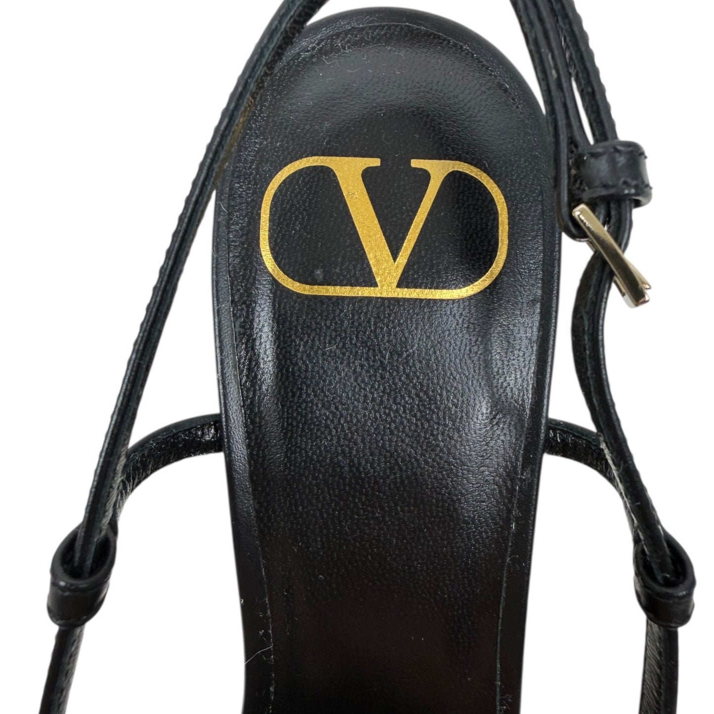 Valentino Garavani V Logo Calfskin 80mm Slingback Pump Black Size 36