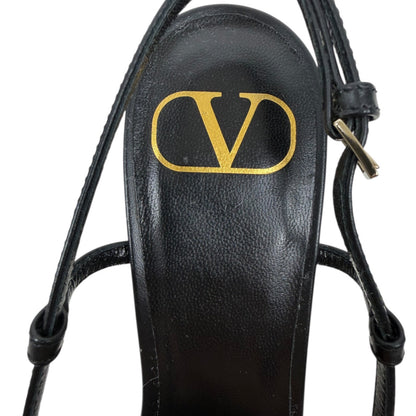 Valentino Garavani V Logo Calfskin 80mm Slingback Pump Black Size 36