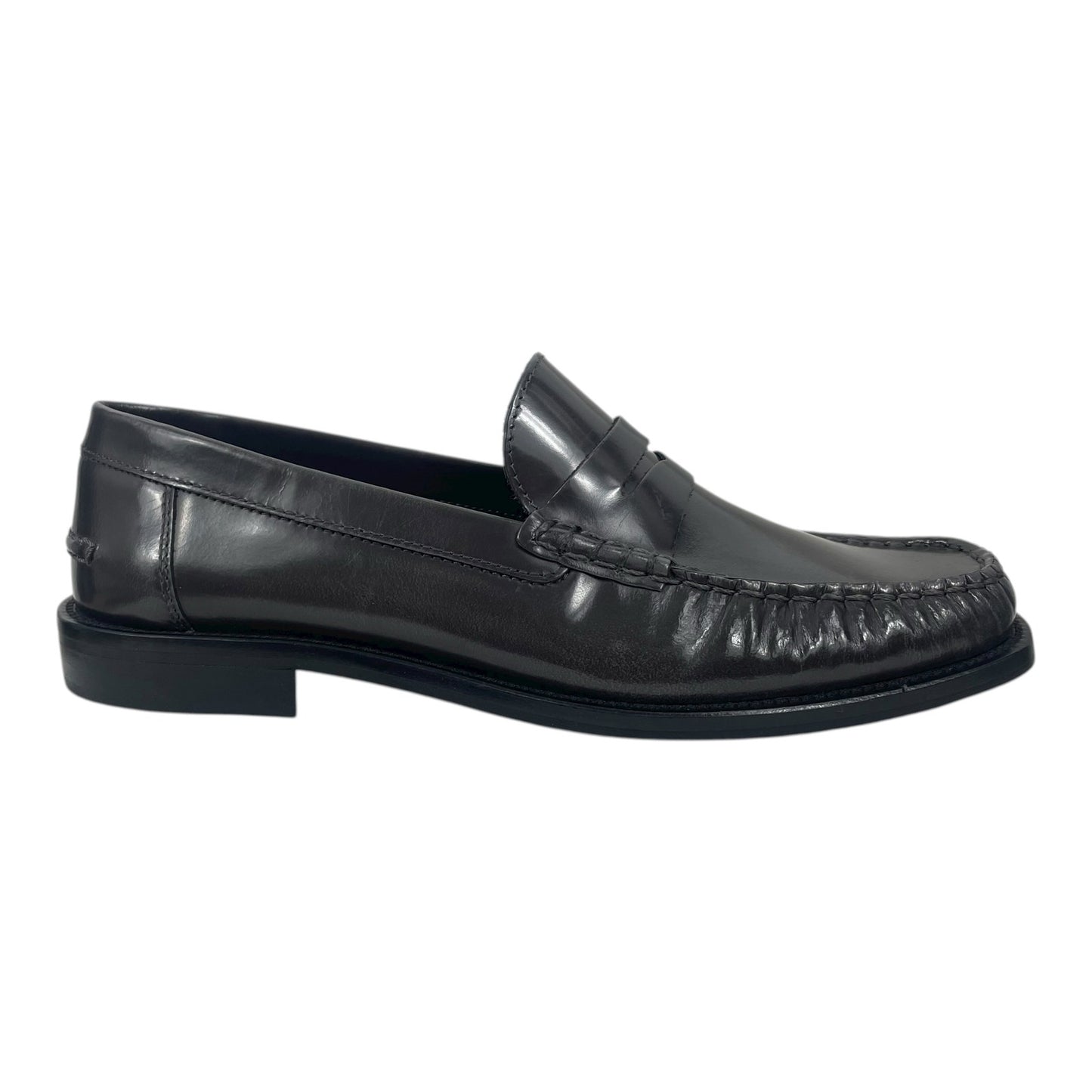 Mango MNG Square Toe Leather Penny Loafer Dark Grey Size 38/ US 7.5