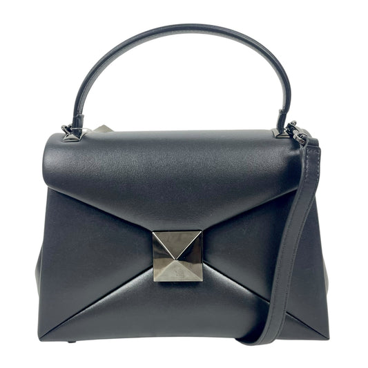 Valentino Garavani One Stud Small Top Handle Leather Flap Bag Black